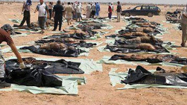 صورة مقبرة جماعية في خانقين لقتلى على يد عصابات داعش الاجرامية
