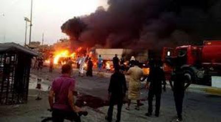 صورة استشهاد وجرح 27 مدنياً بتفجير انتحاري مزدوج بمدينة الصدر شرقي بغداد