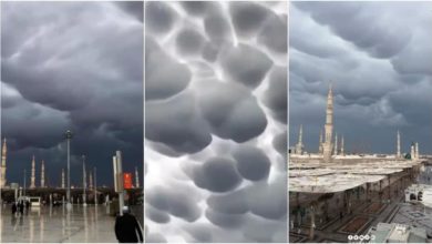 صورة ظاهرة نادرة تزين سماء المسجد النبوي