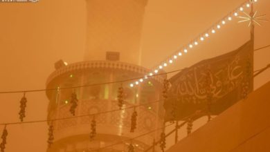 صورة عاصفة ترابية تجتاح بغداد وكربلاء المقدسة والنجف الأشرف وعدة محافظات عراقية
