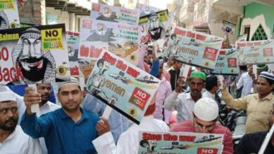 صورة بسبب الحرب والحصار على اليمن.. تظاهرات في الهند رفضاً لزيارة ولي العهد السعودي