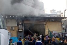 صورة حريق كبير ينشب وسط مدينة كربلاء المقدسة وانباء عن وقوع إصابات (صور)