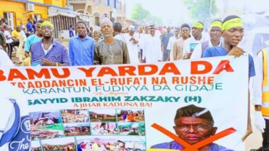 صورة العشرات من النيجيريين الشيعة في كادونا يحتجون ضد جرائم حاكم الولاية بحق المدنيين الأبرياء