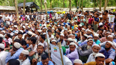 صورة الروهينجا يتظاهرون في بنجلاديش ويطالبون بالعودة إلى ميانمار
