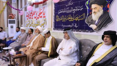 صورة مكتب المرجع الشيرازي في محافظة البصرة يحتفل بذكرى مولد الإمام الرضا عليه السلام