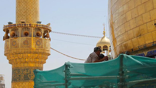 Photo of The completion of the first gilding phase of holy dome of the Imam Ali Holy Shrine