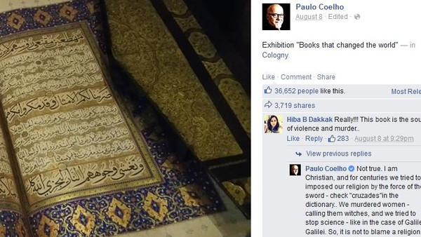 Photo of Paulo Coelho defends Quran on Facebook