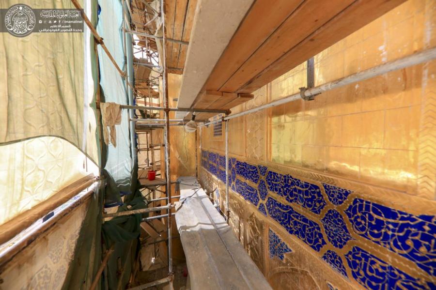 Photo of Advanced completion stages in the project of renovating the two golden minarets of the Imam Ali Holy Shrine