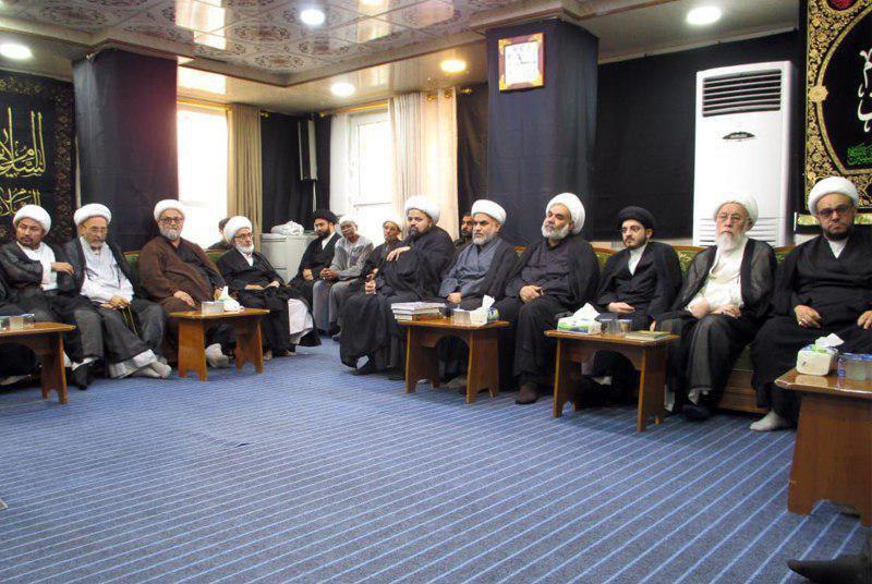 Photo of Funeral for the martyrs of Bab al-Raja incident in the office of Grand Ayatollah Shirazi in Najaf