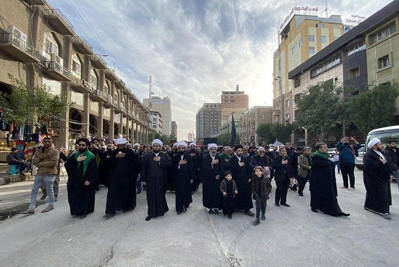 Photo of Members of Karbala Office of Grand Ayatollah Shirazi participate in mourning procession