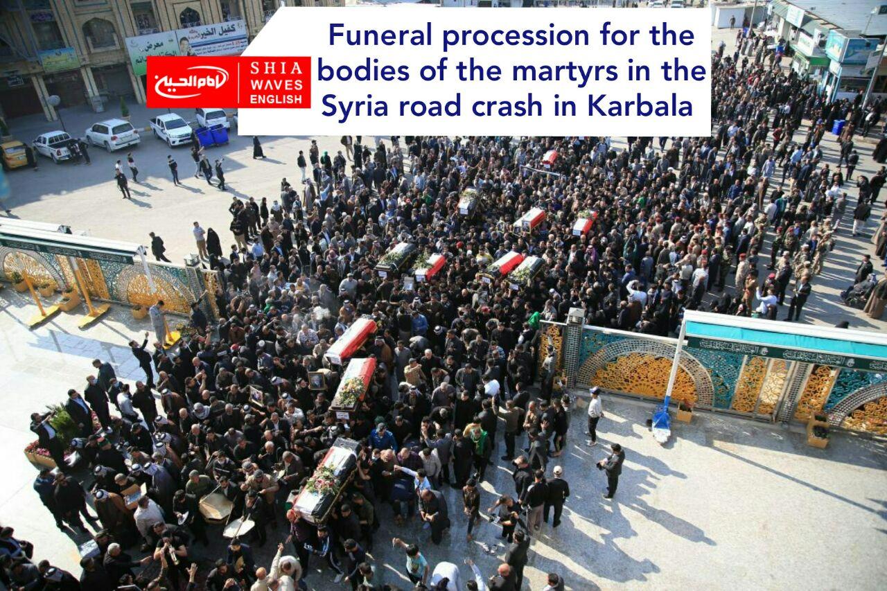 Photo of Funeral procession for the bodies of the martyrs in the Syria road crash in Karbala