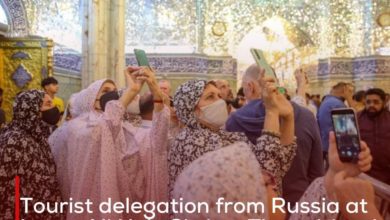 Photo of Tourist delegation from Russia at Imam Ali Holy Shrine: The spiritual atmosphere here gives the visitor a breathtaking feeling