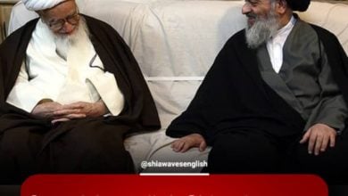Photo of Grand Ayatollah Shirazi mourns the demise of Grand Ayatollah Golpaygani