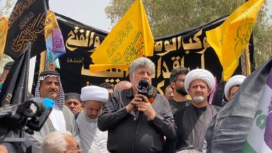 Photo of Public Relations of the Shirazi Religious Authority organizes protest in front of the Saudi Embassy in Baghdad