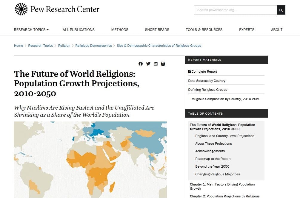 pew research center future of world religions