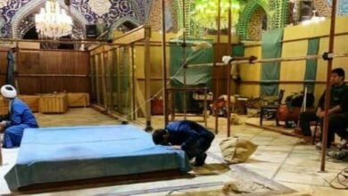 Photo of Dismantling work on Sayyeda Ruqayya’s holy grille started 