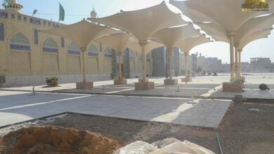 Photo of Construction works continue on the project of Imam Sahib al-Zaman Courtyard at Al-Kadhumain Holy Shrine