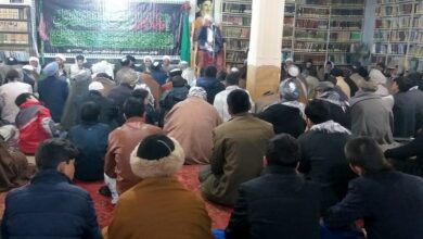 Photo of The Office of Grand Ayatollah Shirazi in Kabul crowded with mourners commemorating the Fatimid Days