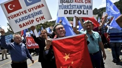 Photo of Protests in Istanbul against China’s policies in East Turkestan