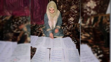 Photo of Muslim girl in Kashmir handwrites Quran in six months