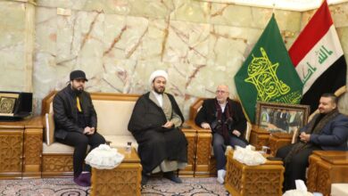 Photo of Head of Najaf Office of Imam Hussein Media Group discusses joint religious and media cooperation with the Private Secretary of Al-Sahla Mosque