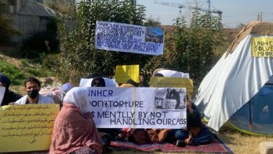 Photo of Afghan refugees protest in Islamabad against UNHCR’s failure to review their cases