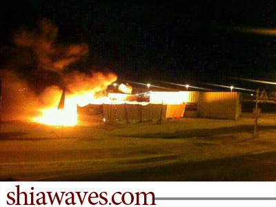 تصویر نیروهای آل خلیفه مسجد «امام هادی (علیه السلام)» را آتش زدند