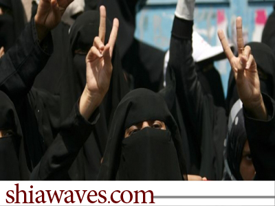 تصویر تظاهرات زنان عربستانی در حمایت زندانیان شیعه طرفدار آزادی عقاید