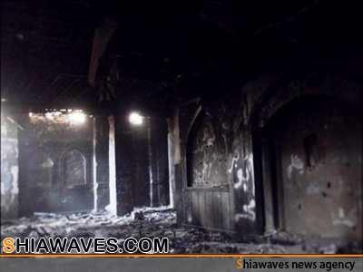 تصویر تخریب حسینیه و مسجد رسول اعظم درشهر حطله سوریه