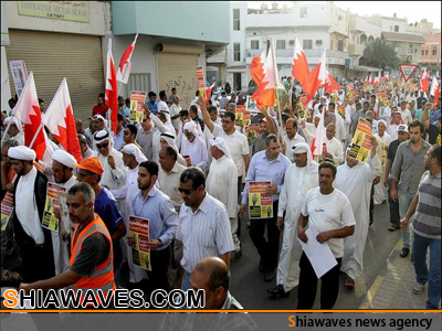 تصویر راهپیمایی مسالمت آمیز در خیابان های منامه پایتخت بحرین