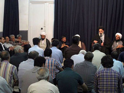 تصویر دیدار مسئولین و هیئت امنای هیئات مذهبی قم با آیت الله العظمی شیرازی