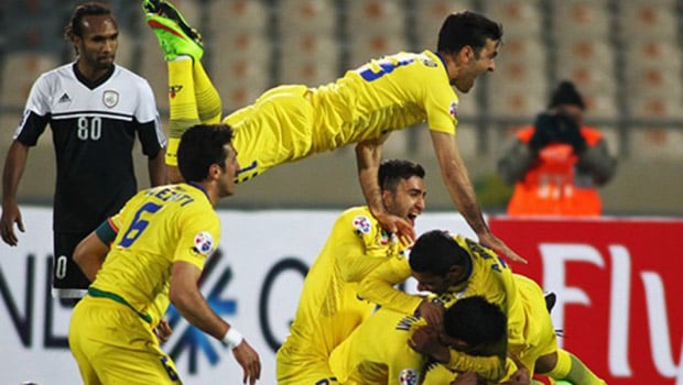 تصویر شعار “یا حیدر”  بازیکنان پس از پیروزی در عربستان