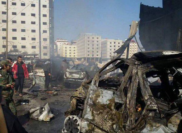 تصویر وقوع انفجار در منطقه زینبیه دمشق