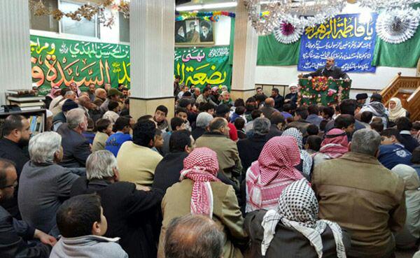 تصویر جشن میلاد حضرت زهرا سلام الله علیها در دفتر آیت الله العظمی شیرازی در شهر دمشق