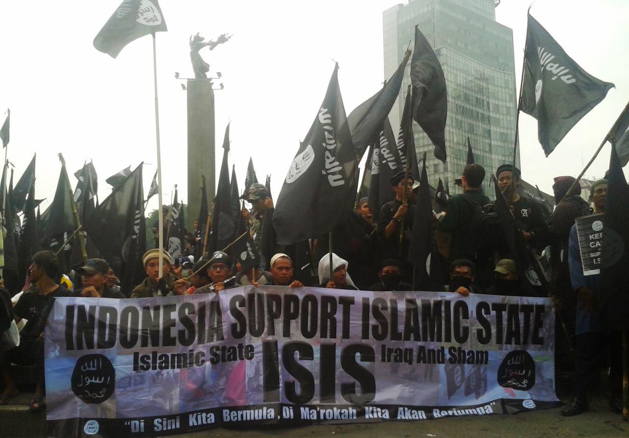 تصویر تظاهرات طرفداران داعش در اندونزی
