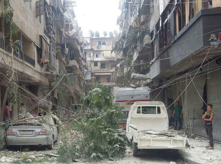تصویر حمله خمپاره ای به شهر حلب