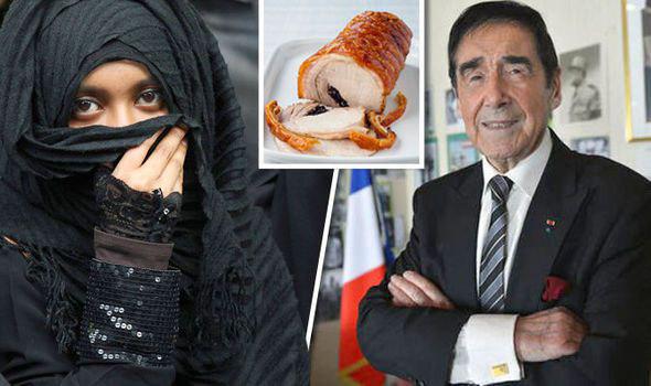 تصویر اجبار دانش‌آموزان مسلمان فرانسه به مصرف گوشت خوک!