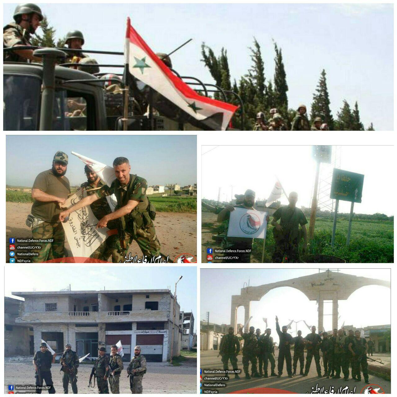 تصویر آزادسازی شهر حلفایا بزرگترین مرکز گروه‌های تروریستی در ریف حماه