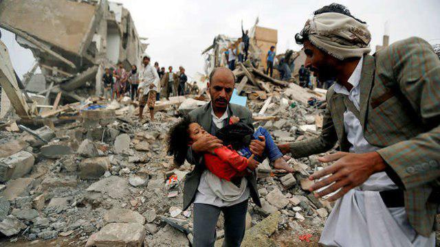 تصویر جان باختن غیر نظامیان یمنی با بمب های آمریکایی