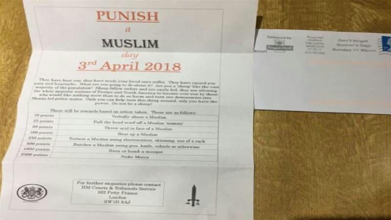 تصویر تعیین یک روز برای مجازات مسلمانان در انگلیس توسط اسلام ستیزان