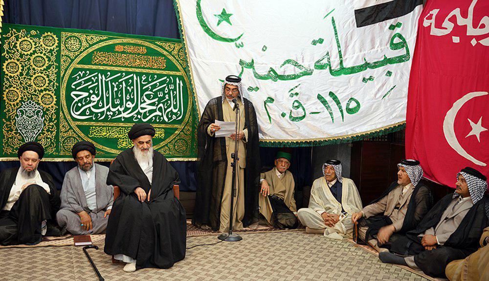 تصویر شیوخ عشایر کشور عراق تعهدنامه حمایت از مرجعیت را به آیت الله العظمی شیرازی تقدیم نمودند