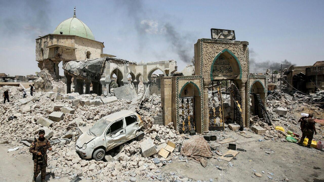 تصویر تخریب بیش از 1300 مکان دینی توسط داعش در موصل