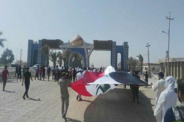 تصویر بستن گذرگاه عراق و کویت توسط معترضان
