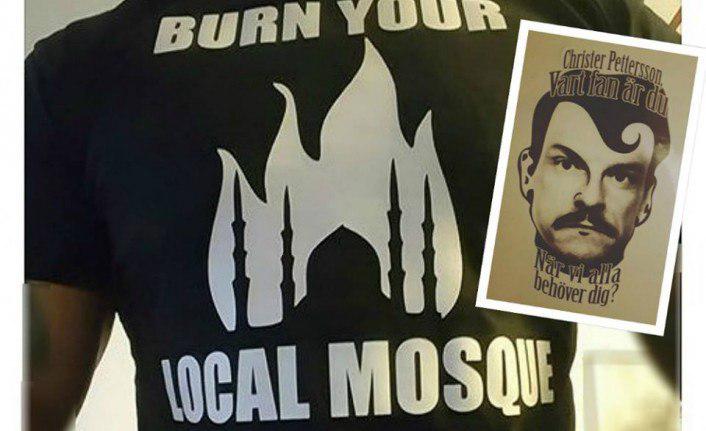 تصویر فروش لباس با شعارهای ضد اسلامی در سوئد