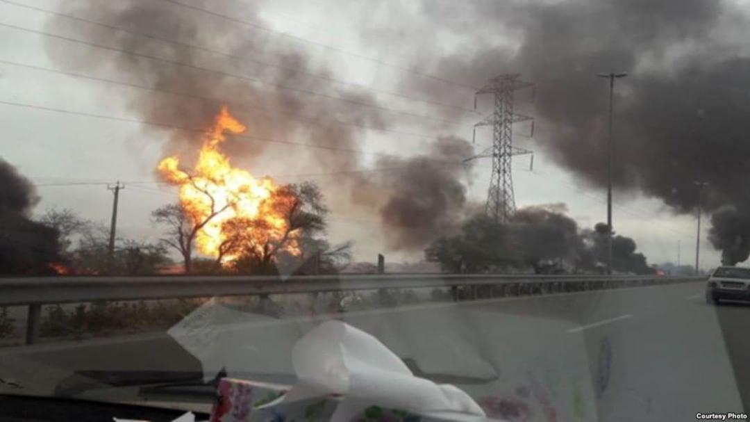 تصویر انفجار لوله های اصلی گاز در استان خوزستان