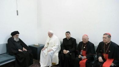 تصویر دیدار تاریخی پاپ فرانسیس و آیت الله العظمی سیستانی