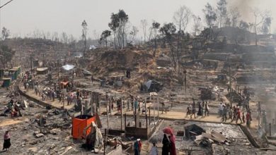 تصویر آتش‌ سوزی در اردوگاه مسلمانان روهینگیا در بنگلادش