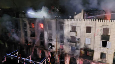 تصویر آتش سوزی مهیب در مجاورت مسجد امام حسین علیه السلام در قاهره