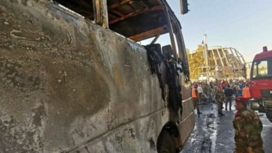 تصویر حمله خونین داعش به اتوبوس نظامیان سوریه