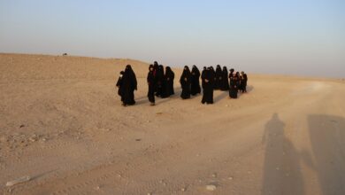 تصویر آغاز مشایه زائران عراقی از منطقه الشِبچه واقع در مرز عراق و عربستان 